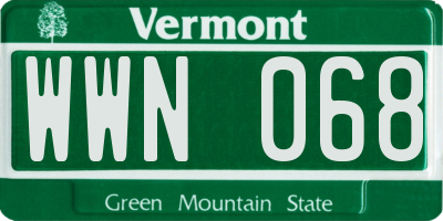VT license plate WWN068
