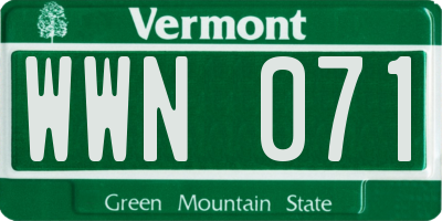 VT license plate WWN071