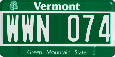 VT license plate WWN074