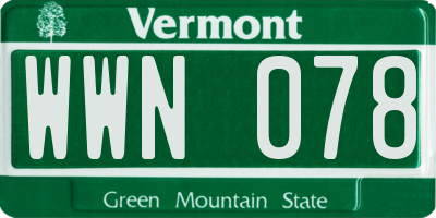 VT license plate WWN078