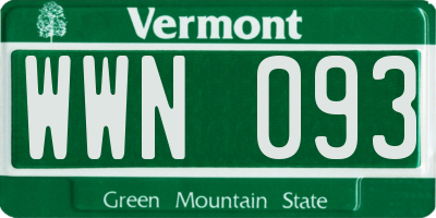 VT license plate WWN093