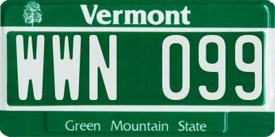 VT license plate WWN099