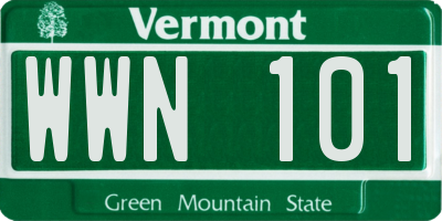 VT license plate WWN101