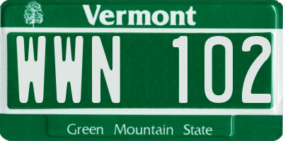 VT license plate WWN102