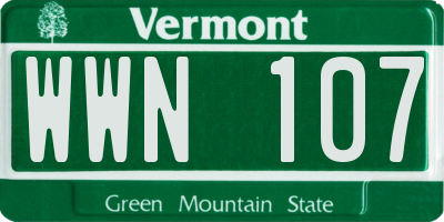 VT license plate WWN107
