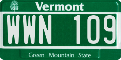 VT license plate WWN109