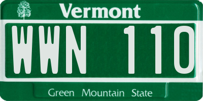 VT license plate WWN110