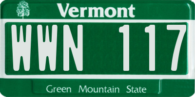 VT license plate WWN117