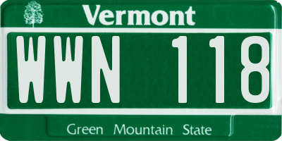 VT license plate WWN118