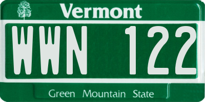 VT license plate WWN122