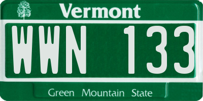 VT license plate WWN133