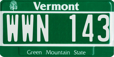 VT license plate WWN143