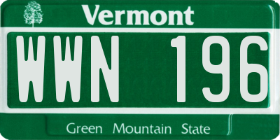 VT license plate WWN196