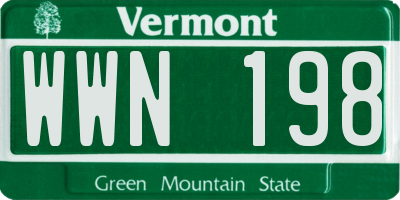 VT license plate WWN198