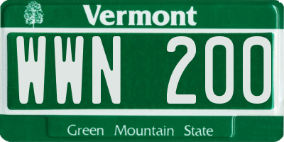 VT license plate WWN200