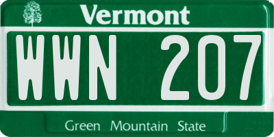 VT license plate WWN207