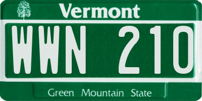 VT license plate WWN210
