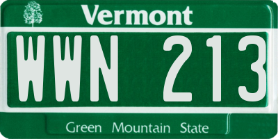 VT license plate WWN213