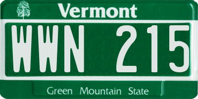 VT license plate WWN215
