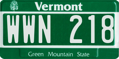 VT license plate WWN218