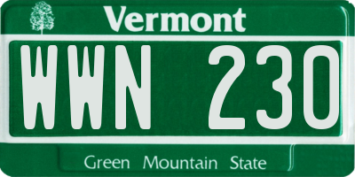VT license plate WWN230