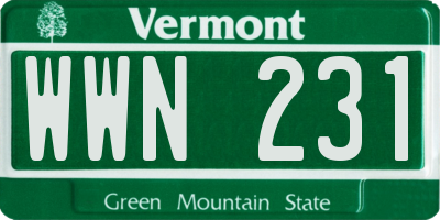 VT license plate WWN231