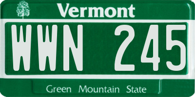 VT license plate WWN245