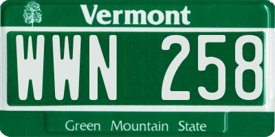 VT license plate WWN258