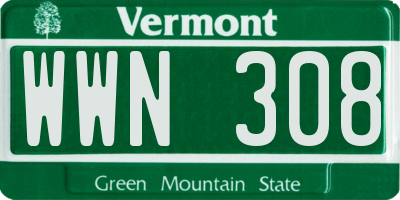 VT license plate WWN308