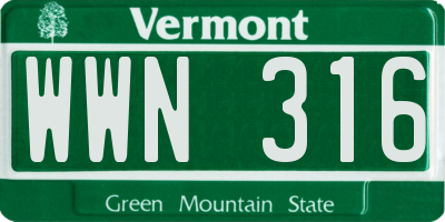 VT license plate WWN316