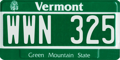 VT license plate WWN325