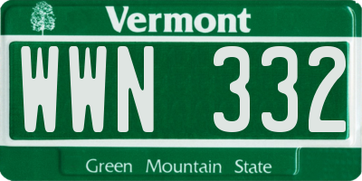 VT license plate WWN332