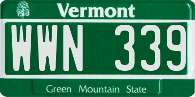 VT license plate WWN339