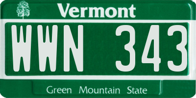 VT license plate WWN343