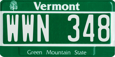 VT license plate WWN348