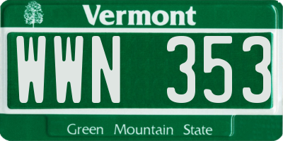 VT license plate WWN353