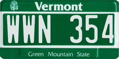 VT license plate WWN354