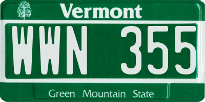 VT license plate WWN355