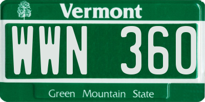 VT license plate WWN360
