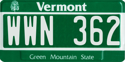 VT license plate WWN362