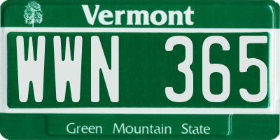 VT license plate WWN365