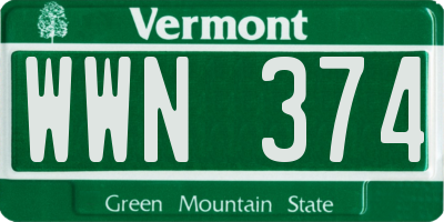 VT license plate WWN374