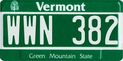 VT license plate WWN382