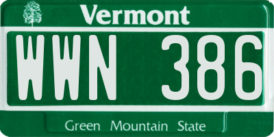 VT license plate WWN386