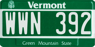 VT license plate WWN392