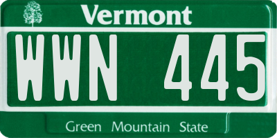 VT license plate WWN445