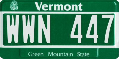 VT license plate WWN447