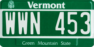 VT license plate WWN453