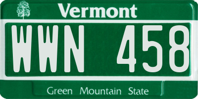 VT license plate WWN458