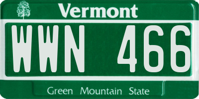 VT license plate WWN466